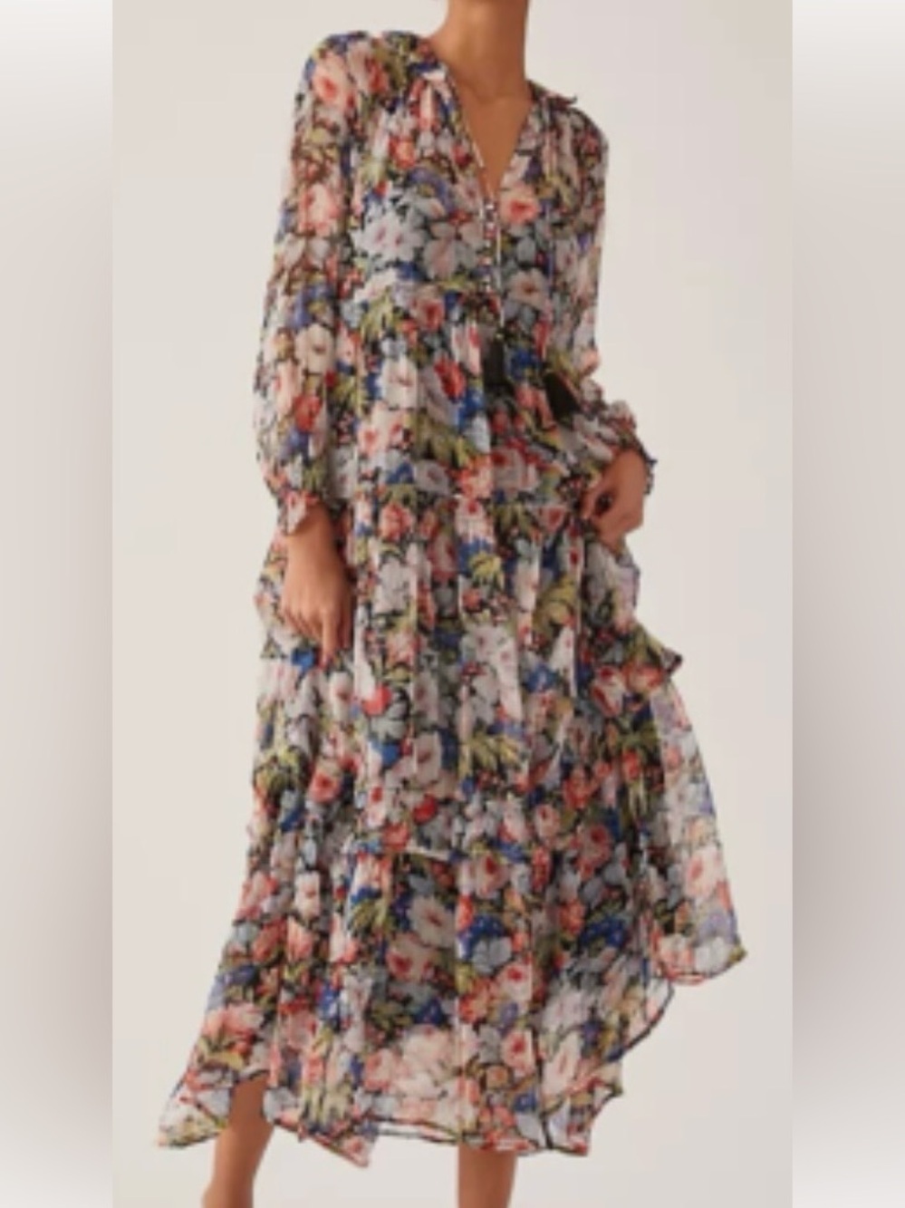 Anthropologie Marais Floral Tiered Maxi Dress sz S